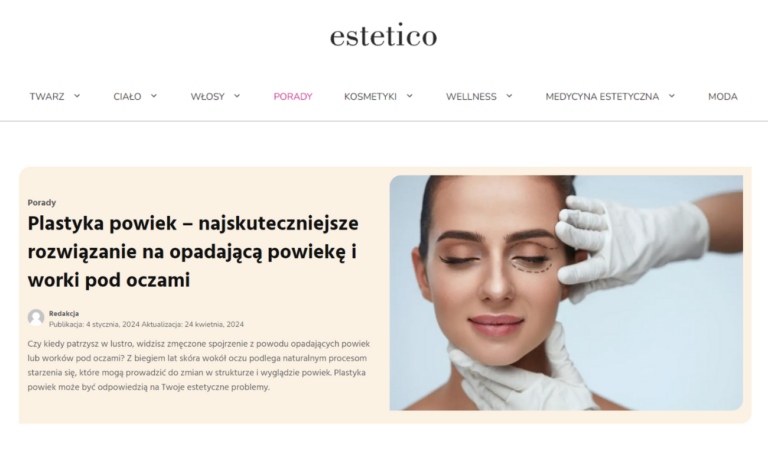 estetico.pl: Artykuł Nuova Estetica na temat plastyki powiek